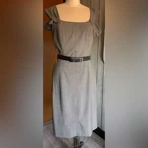 Tahari brown tweed sleeve detail belted dress size 4